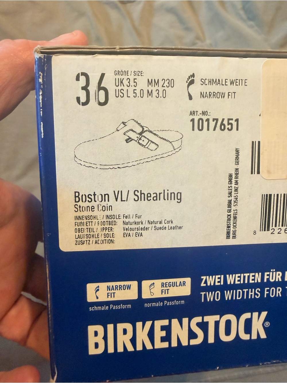 Birkenstock Stone/Beige Boston VL Shearling Clog Box